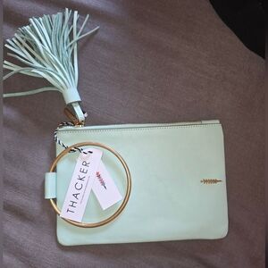THACKER NOLITA RING HANDLE LEATHER CLUTCH IN MINT